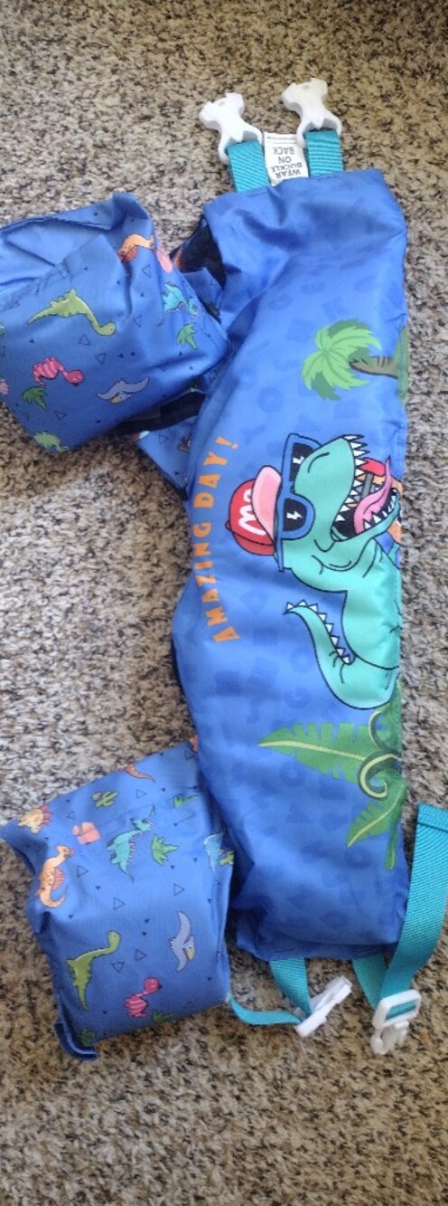 Kids Blue Dinosaur Swim Float Vest